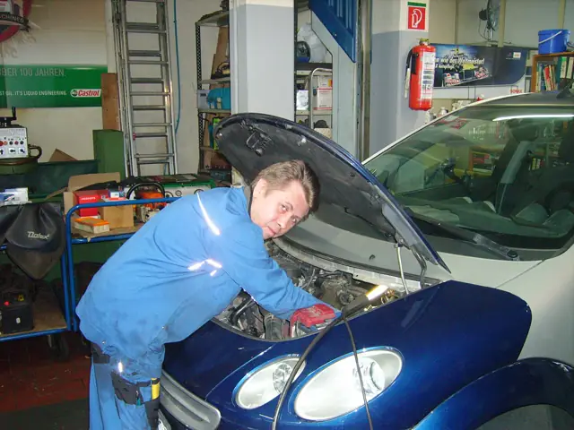 Mitarbeiter unter der Motorhaube